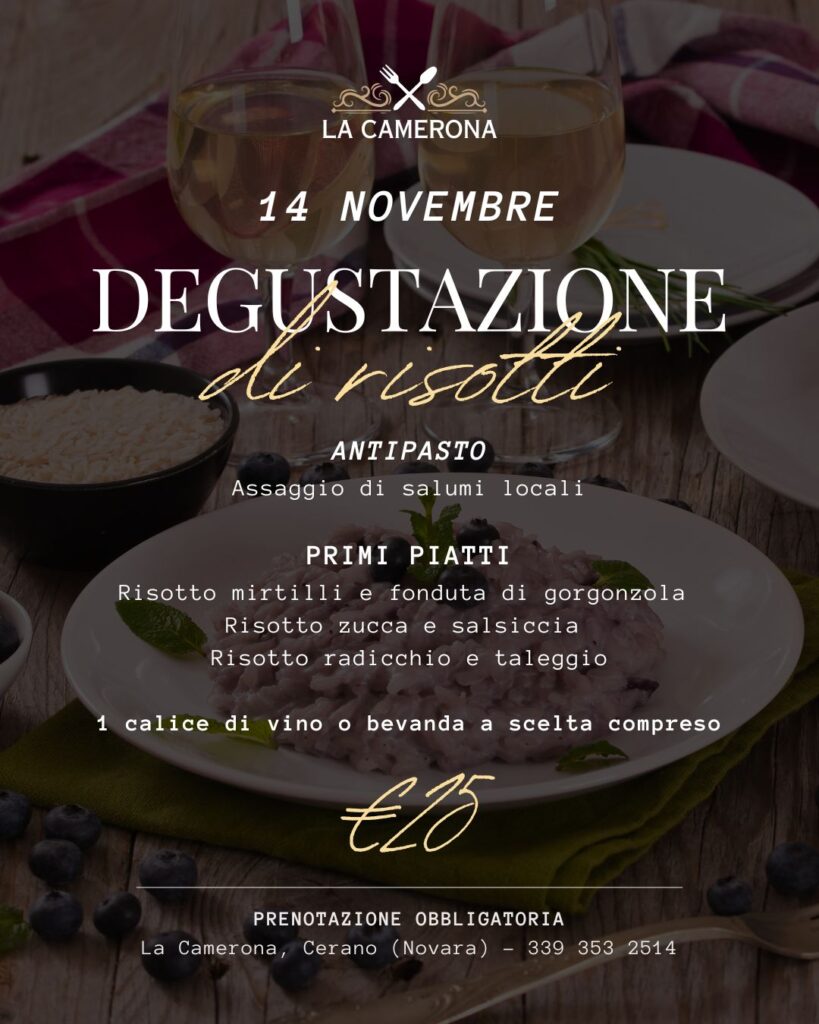 locandina per degustazione di risotti
